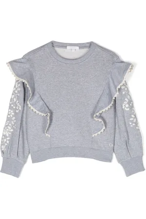 Chloé Top med blomstret broderi og flæsedetalje