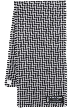 Acne Studios Houndstoothmønstret tørklæde med frynset kant