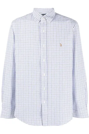 Ralph Lauren Skjorte med broderet logo og gitter-mønster