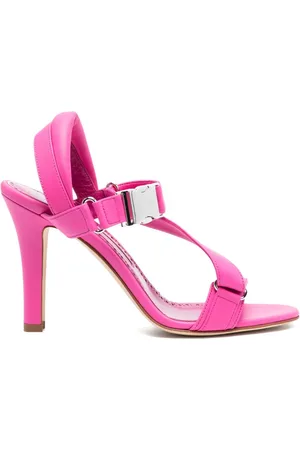 Manolo Blahnik 95mm sandaler i læder med militærspænde