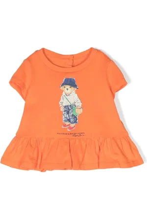 Ralph Lauren T-shirt med Polo Bear-tryk og flæsekant