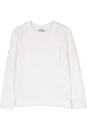 Stone Island Trøje med broderet logo og rund hals