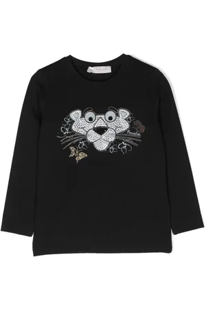MONNALISA Langærmet T-shirt med lyserøde pantertryk