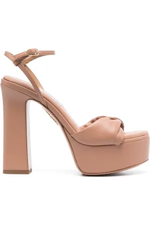 Aquazzura 140mm sandaler i ruskind med plateausål