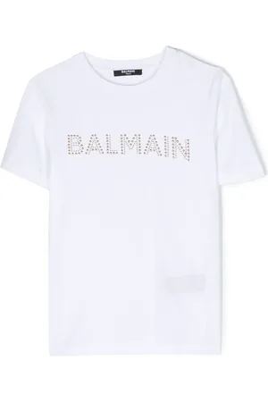 Balmain T-shirt med nitteudsmykning og logo