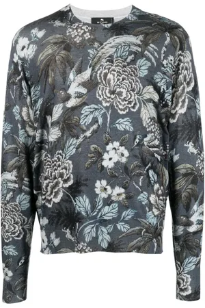 Etro Sweatshirt i kashmir og silke med blomstertryk