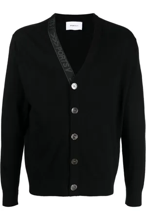 Ports V Ribbet cardigan med V-hals og logotape