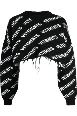 Vetements Intarsiastrikket trøje med slitageeffekt og logo