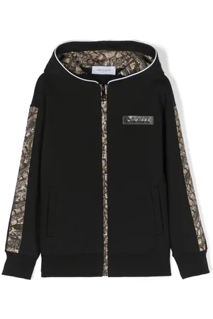 Roberto Cavalli Hættetrøje med logoplade og lynlås