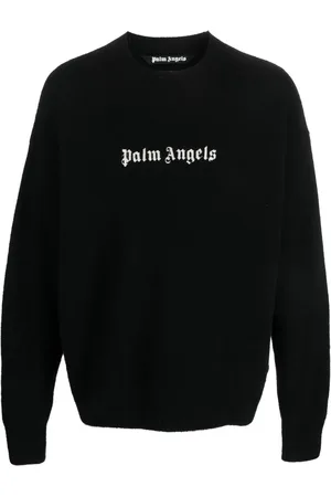 Palm Angels Trøje med intarsia-logo og rund hals