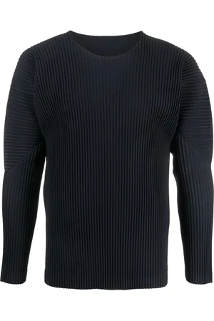 Issey Miyake Ensfarvet plisseret sweatshirt med paneler