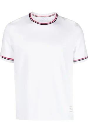 Thom Browne T-shirt med logomærke og rund hals