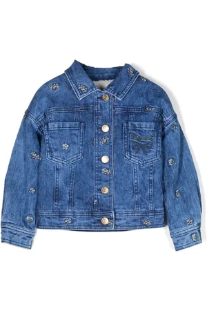 MONNALISA Denimjakke med blomsterbroderi
