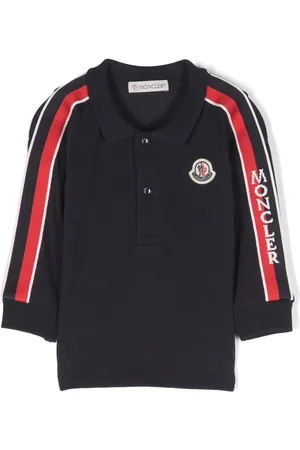 Moncler Stribet polo med logomærke