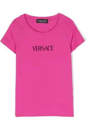 VERSACE Kortærmet T-shirt med rhinsten-logo