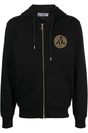 VERSACE Hættetrøje med broderet logo og lynlås