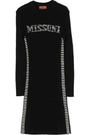Missoni Intarsiastrikket kjole i rib med logo