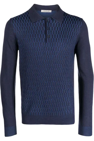 corneliani Polo i intarsia-strik med mønster