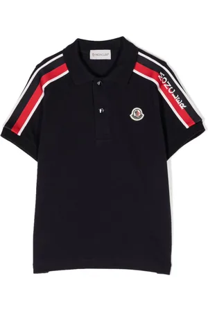Moncler Polo med logomærke og sidestribe