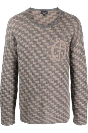 Giorgio Armani Intarsia-strikket trøje med geometrisk mønster