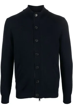 BRIONI Kashmircardigan med læderkant
