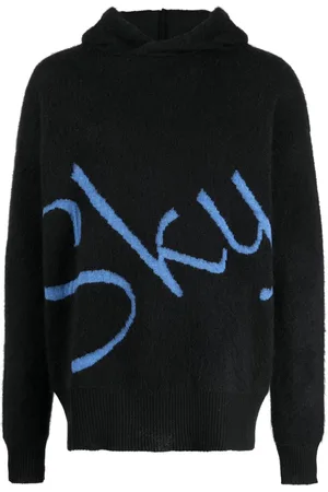 BLUE SKY INN Strikket hættetrøje med jacquard-logo