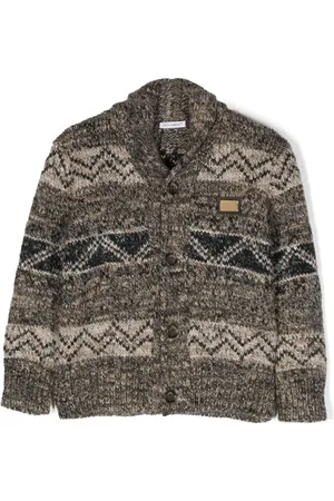 Dolce & Gabbana Cardigan i intarsiastrik med logoplade