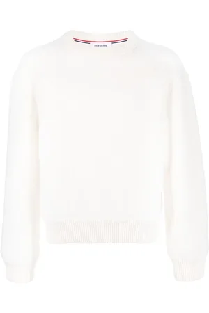 Thom Browne T-shirt med logomærke og rund hals