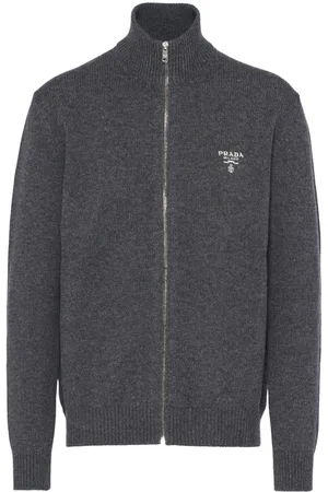 Prada Sweatshirt med broderet logo og lynlås