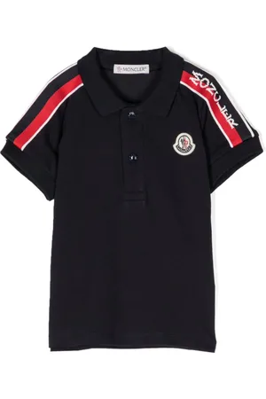 Moncler Polo med sidestribe og logomærke
