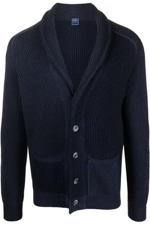 FEDELI Ribstrikket cardigan med sjalskrave