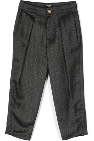 Balmain Sildebensmønstrede bukser med plissering