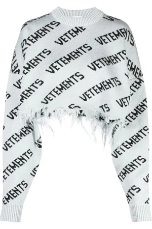 Vetements Intarsiastrikket trøje med flæsekant
