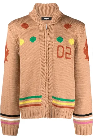 Dsquared2 Intarsiastrikket cardigan med lynlås