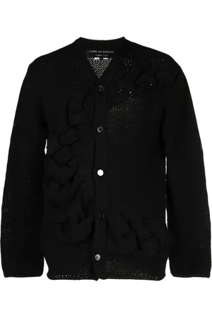Comme des Garçons Cardigan med V-hals og flettet bånd