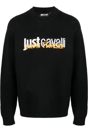Roberto Cavalli Intarsiastrikket trøje med logo