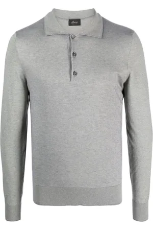 BRIONI Polo med knaplukning og spids krave