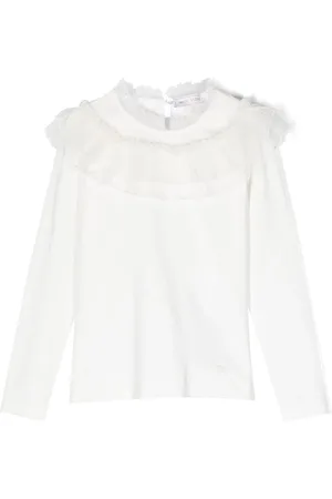 MONNALISA T-shirt med flæset kant