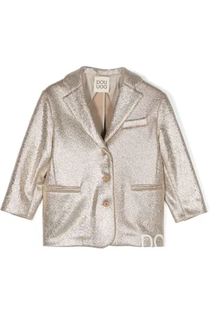 DOUUOD KIDS Enkeltradet blazer med metallisk-effekt