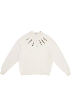 MARCELO BURLON T-shirt med rund hals og fjertryk