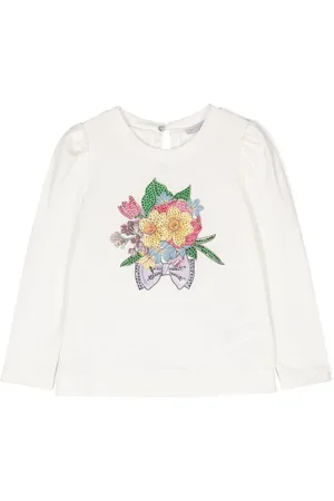 MONNALISA Blomsterbroderet skjorte med lange ærmer