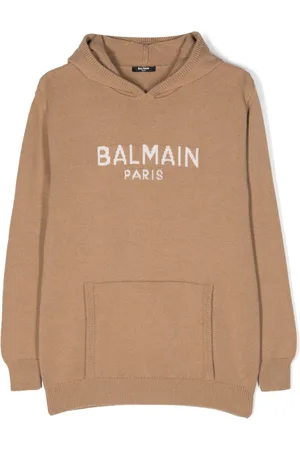 Balmain Intarsiastrikket hættetrøje med logo