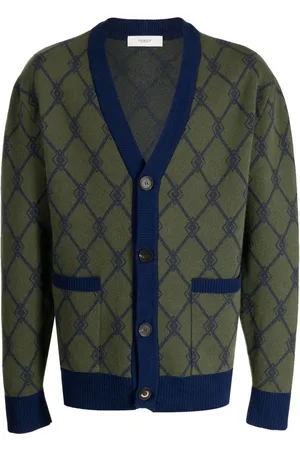 PRINGLE OF SCOTLAND Cardigan med monogram-jacquard og V-hals