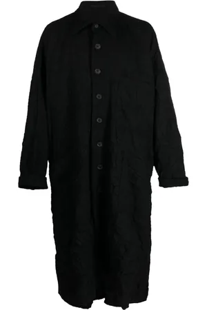 YOHJI YAMAMOTO Frakke med spread-krave og krøllet effekt