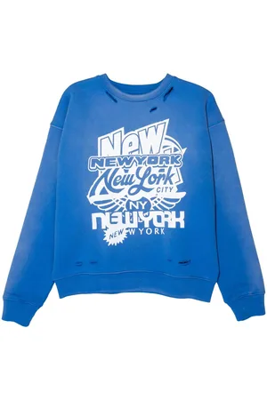 Purple Brand Sweatshirt med grafisk tryk og slitageeffekt
