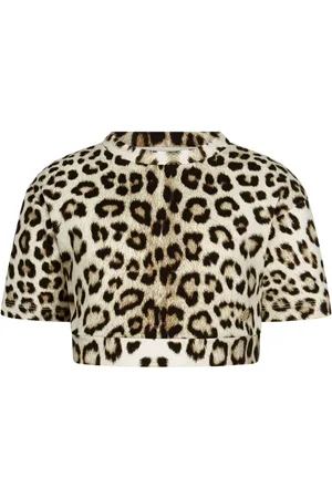 Roberto Cavalli Cropped top med dyretryk