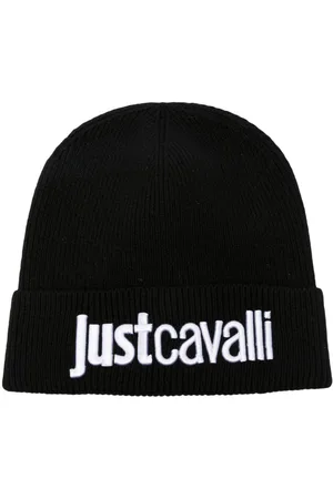 Roberto Cavalli Ribstrikket hue med broderet logo