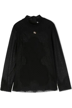 Dolce & Gabbana Bluse med logobogstaver og blondedetalje