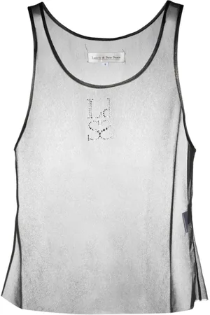 Ludovic De Saint Sernin Tanktop i mesh med krystaludsmykninger