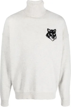 Maison Kitsuné Trøje med rullekrave og intarsia-logo